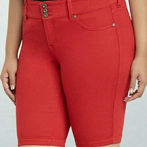 Torrid women’s red bicycle shorts denim